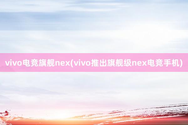 vivo电竞旗舰nex(vivo推出旗舰级nex电竞手机)