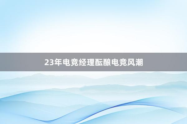 23年电竞经理酝酿电竞风潮