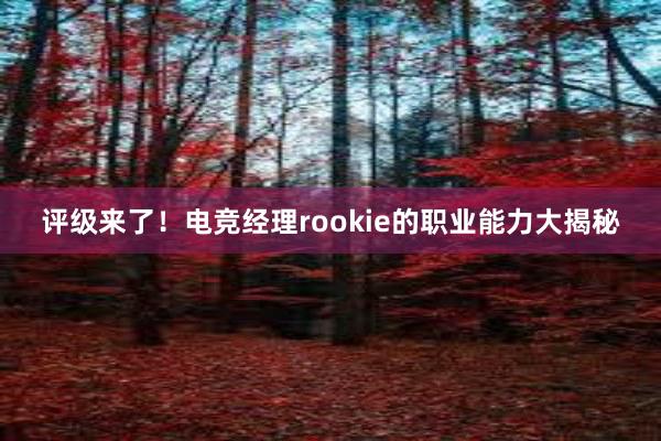 评级来了！电竞经理rookie的职业能力大揭秘