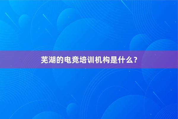 芜湖的电竞培训机构是什么？